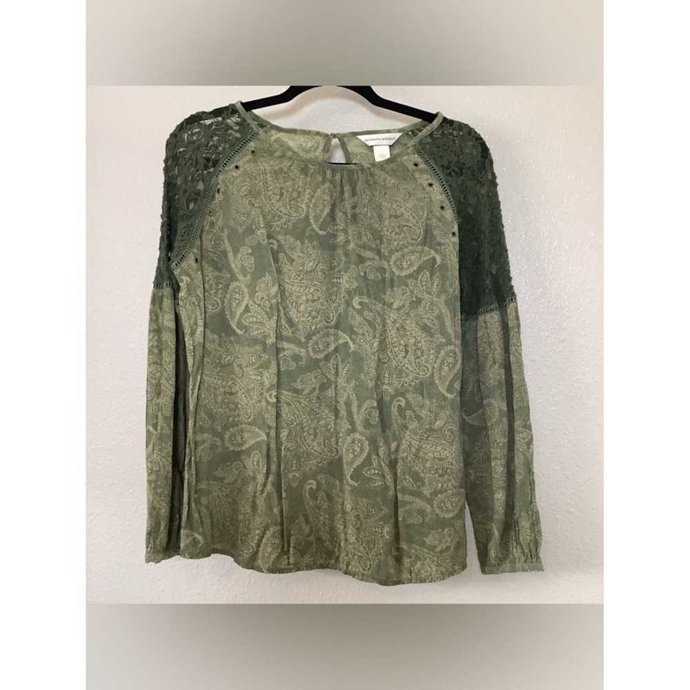 Green‎ Paisley Lace Cutout Fairy Grunge Fairycore Bohemian Hippie Boho Top S